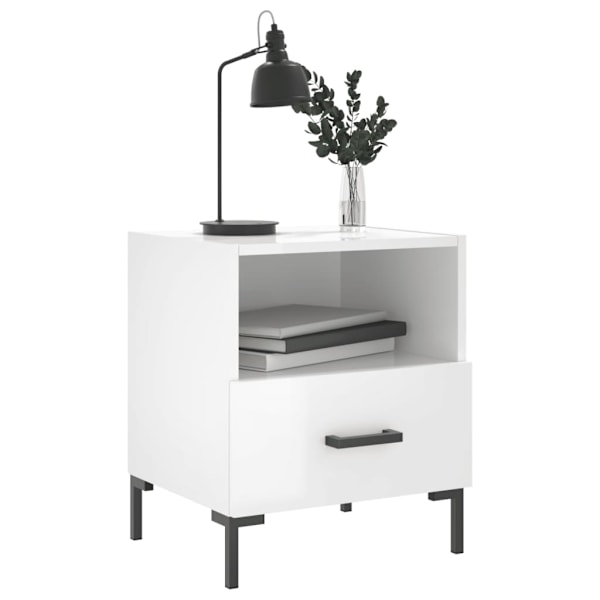 vidaXL Sängbord 2 st vit högglans 40x35x47,5 cm konstruerat trä Vit