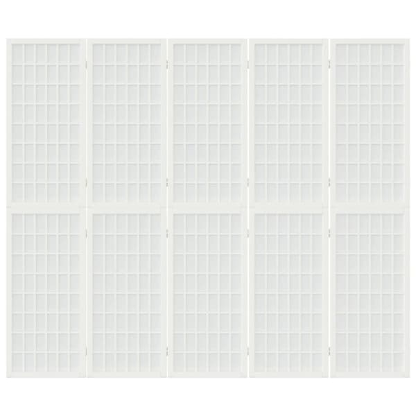 vidaXL Rumsavdelare med 5 paneler japansk stil 200x170 cm vit Vit