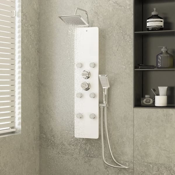 vidaXL Duschpanel glas 25x47,5x130 cm vit Vit