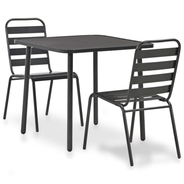 vidaXL Caféset 3 delar stål mörkgrå grå