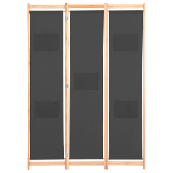 vidaXL Rumsavdelare 3 paneler 120x170x4 cm grå tyg grå
