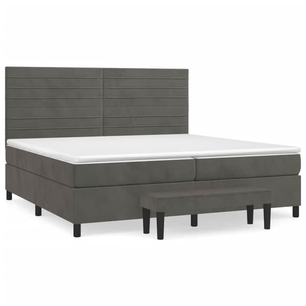 vidaXL Ramsäng med madrass mörkgrå 200x200 cm sammet Grå
