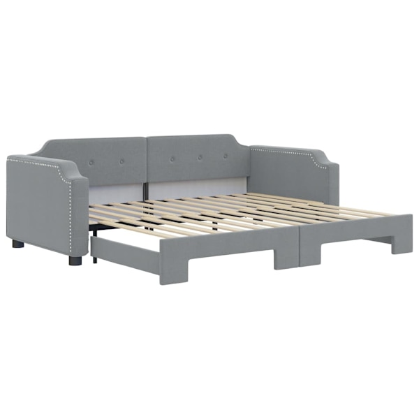 vidaXL Dagbädd utdragbar ljusgrå 100x200 cm tyg Grå