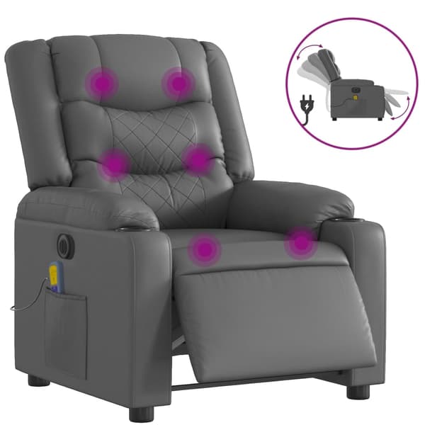 vidaXL Elektrisk massagefåtölj grå konstläder Grå