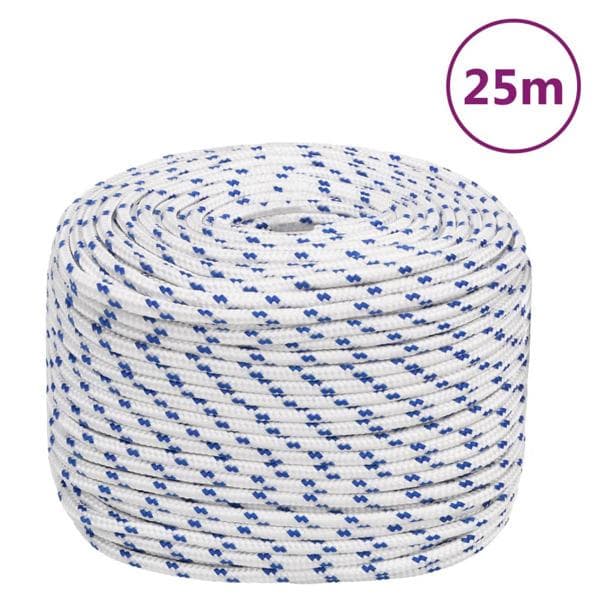 vidaXL Båtlina vit 10 mm 25 m polypropylen