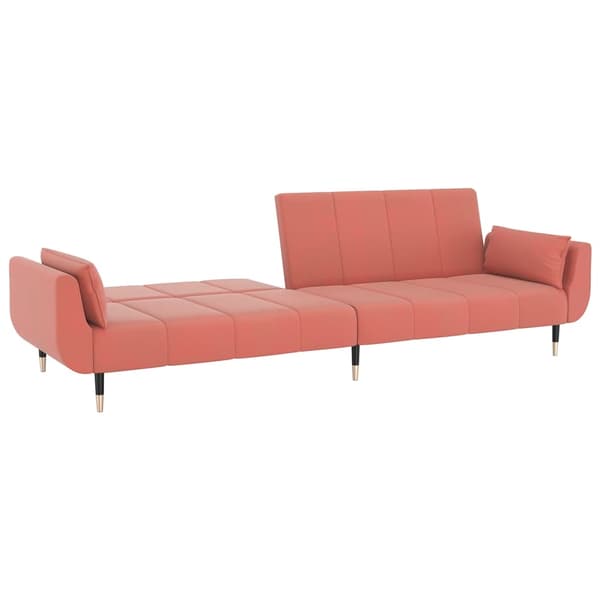 vidaXL Bäddsoffa 2-sits med två kuddar rosa sammet Rosa