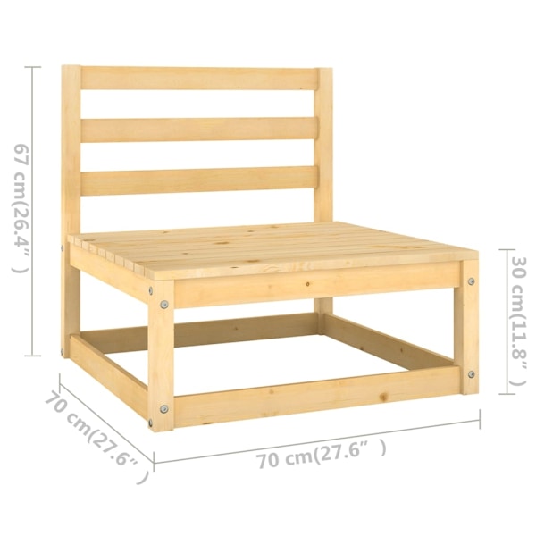 vidaXL Loungegrupp 3 delar massiv furu Brun
