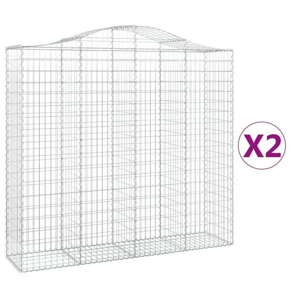 vidaXL Gabioner bågformade 2 st 200x50x180/200 cm galvaniserat järn Silver