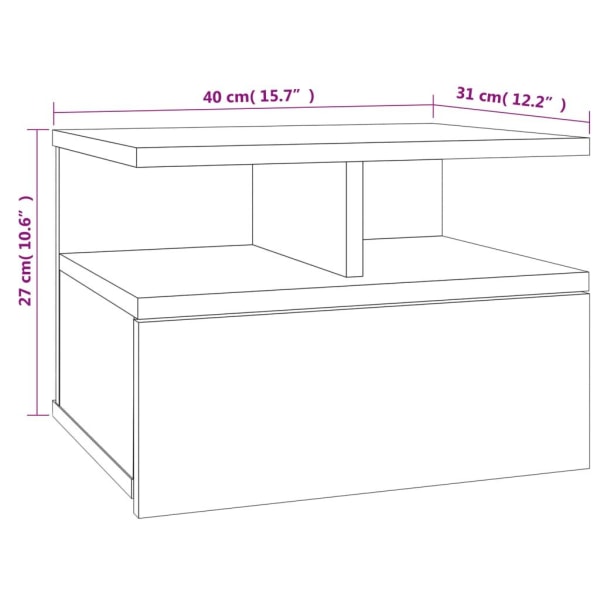 vidaXL Svävande sängbord 2 st brun ek 40x31x27 cm konstruerat trä Brun