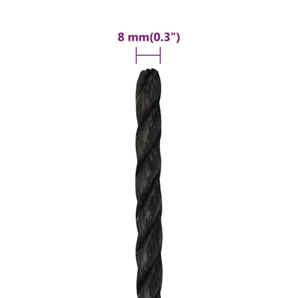 vidaXL Rep svart 8 mm 500 m polypropylen