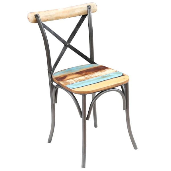 vidaXL Matstolar i massivt återvunnet trä 4 st 51x52x82 cm multifärg