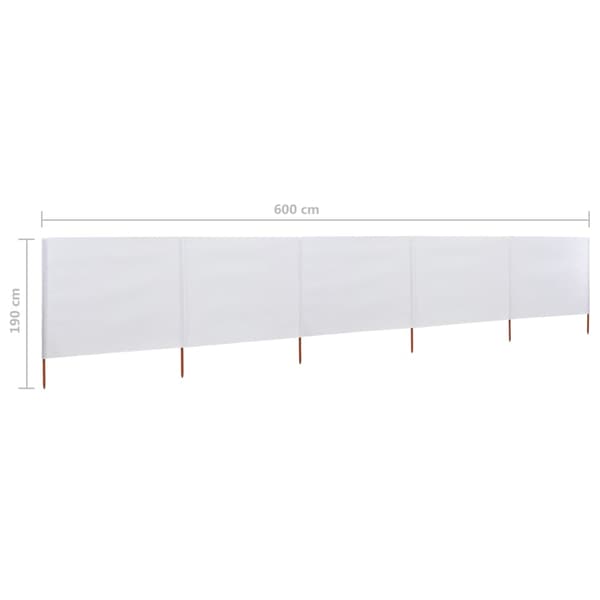 vidaXL Vindskydd 5 paneler tyg 600x160 cm sandvit Vit