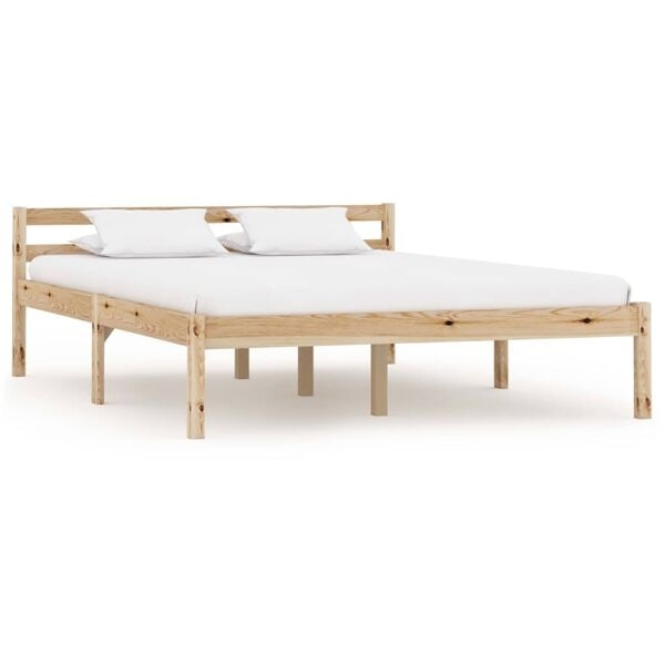 vidaXL Sängram massiv furu 120x200 cm Brun