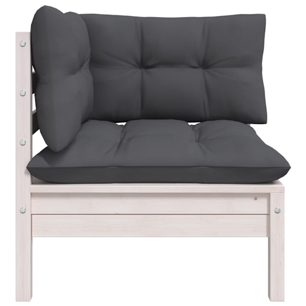 vidaXL Loungegrupp med dynor 8 delar massiv furu Vit