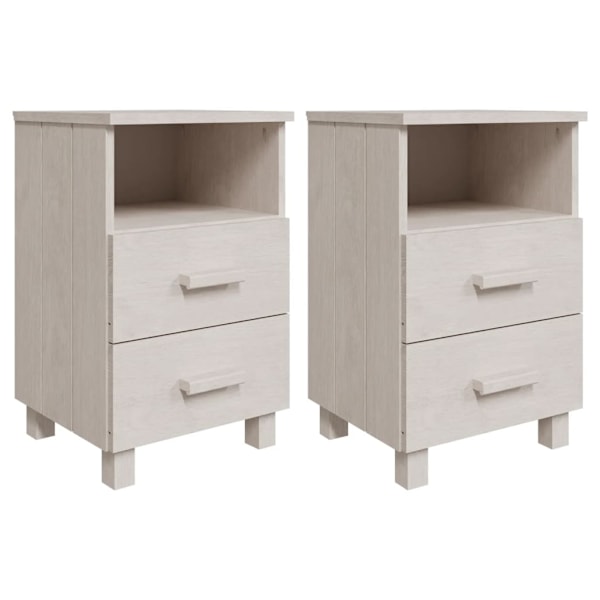 vidaXL Sängbord HAMAR 2 st vit 40x35x62 cm massivt trä Vit