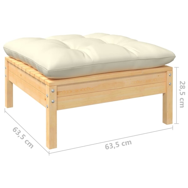 vidaXL Loungegrupp med gräddvita dynor 8 delar massiv furu Creme