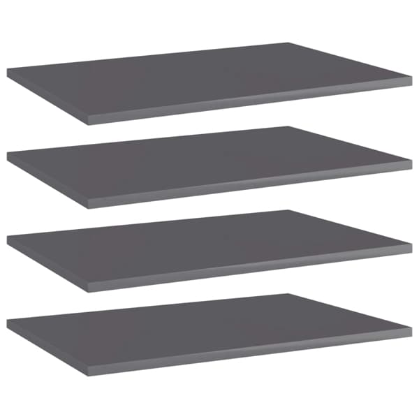 vidaXL Hyllplan 4 st grå högglans 60x40x1,5 cm konstruerat trä grå