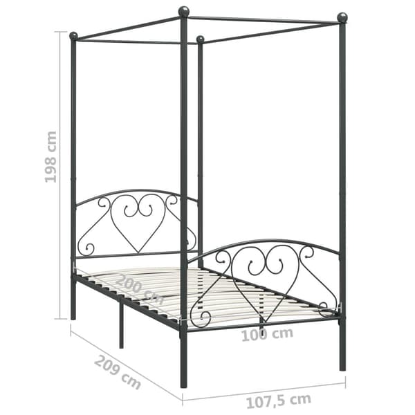 vidaXL Himmelsäng grå metall 100x200 cm grå