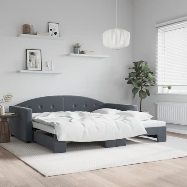 vidaXL Dagbädd utdragbar mörkgrå 100x200 cm sammet Grå