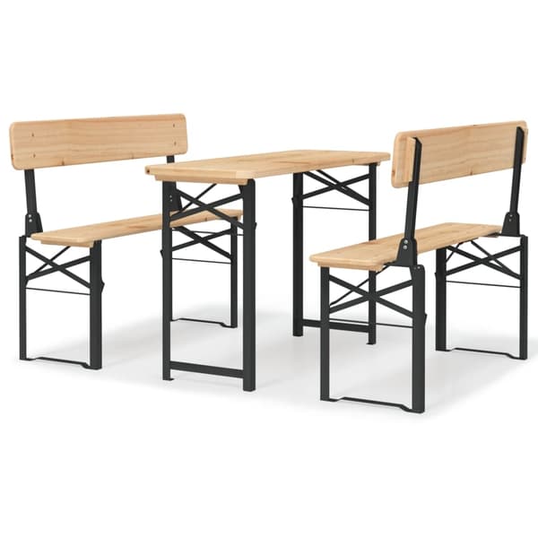 vidaXL Bargrupp 3 delar hopfällbar massiv gran Brun