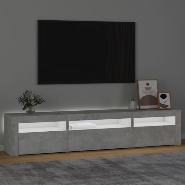 vidaXL Tv-bänk med LED-belysning Betonggrå 195x35x40 cm Grå