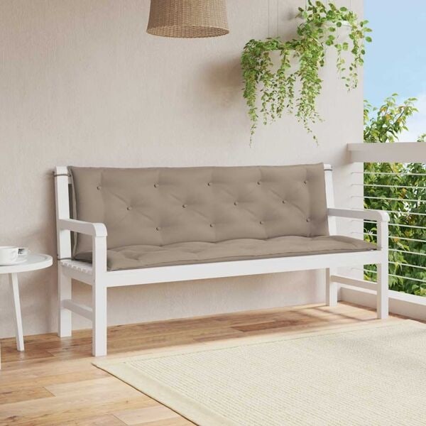 vidaXL Bänkdyna för trädgården taupe 150x(50+50)x7 cm oxfordtyg Taupe