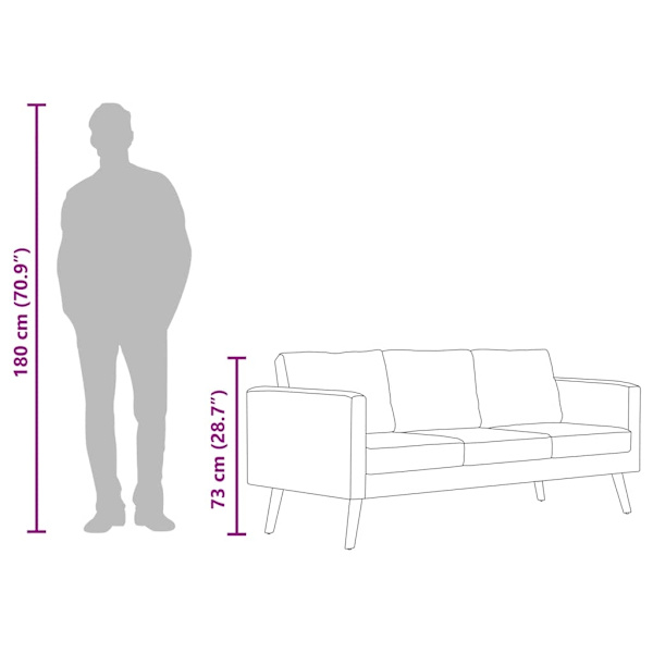 vidaXL Soffa i tyg 3-sitsig ljusgrå grå