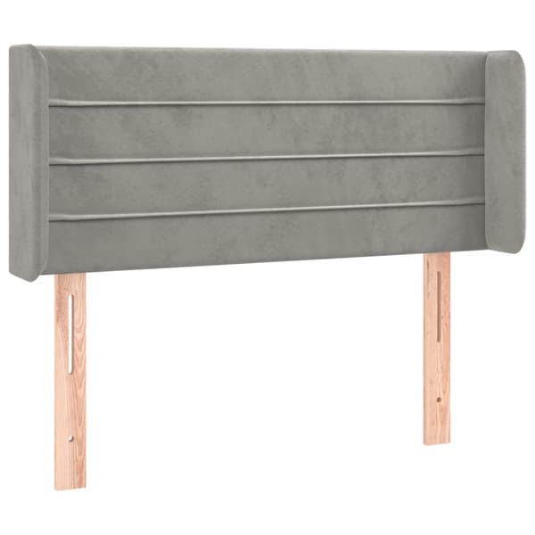 vidaXL Sänggavel LED ljusgrå 103x16x78/88 cm sammet Grå