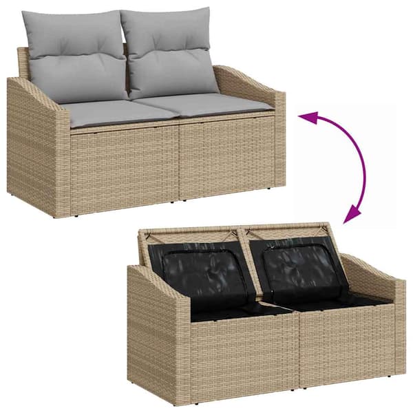 vidaXL Soffset 6 st Beige och Grå konstrotting Beige