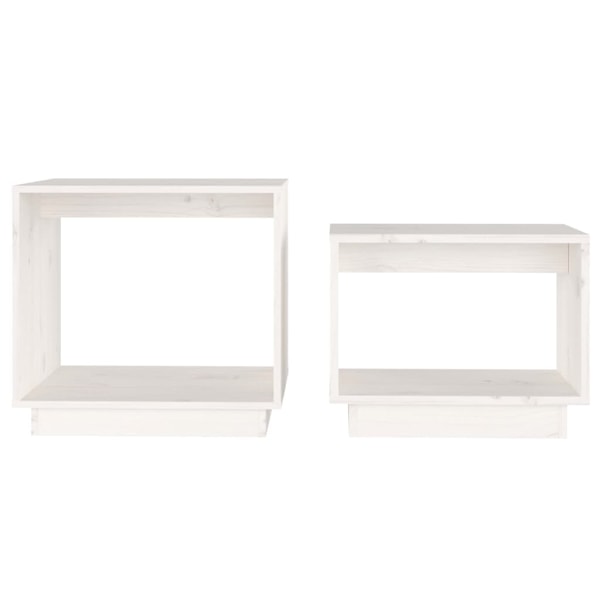 vidaXL Satsbord 2 st vit massiv furu Vit