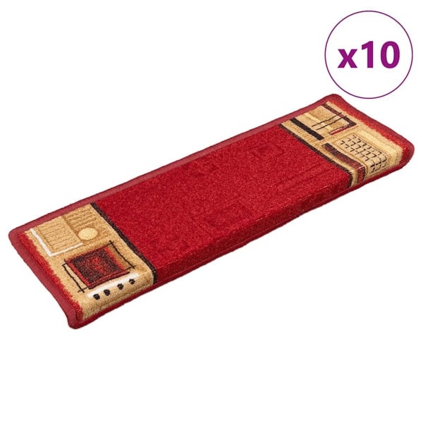 vidaXL Trappstegsmattor självhäftande 10 st 65x21x4 cm röd Röd
