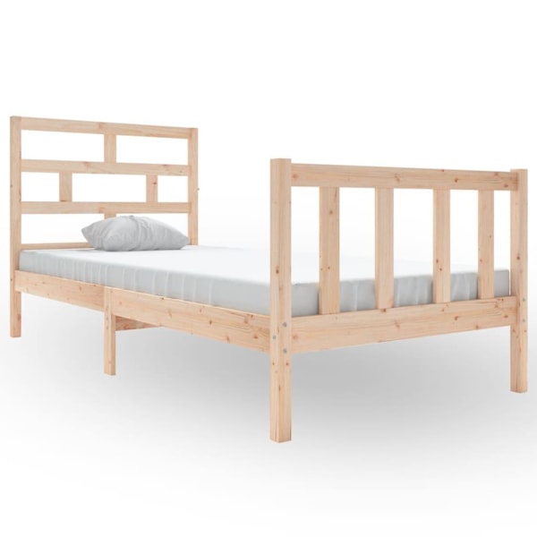 vidaXL Sängram massiv furu 90x200 cm Brun