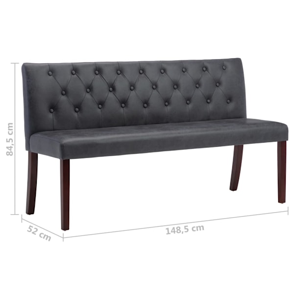 vidaXL Bänk 148,5 cm konstmocka grå grå