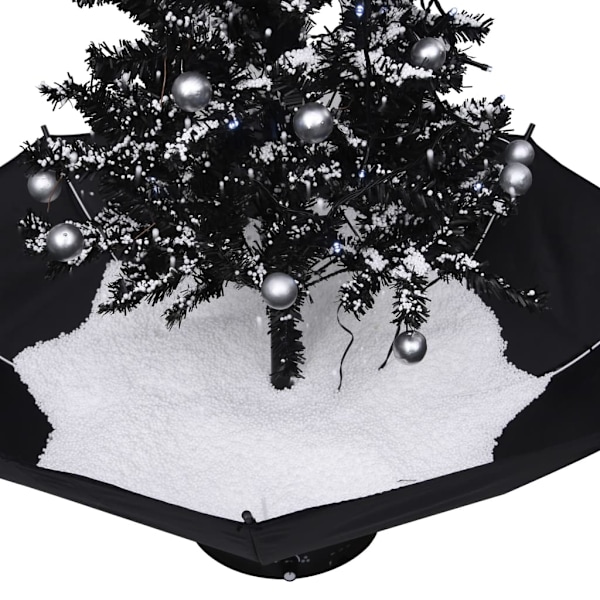 vidaXL Julgran med snö och paraplybas svart 75 cm PVC Svart