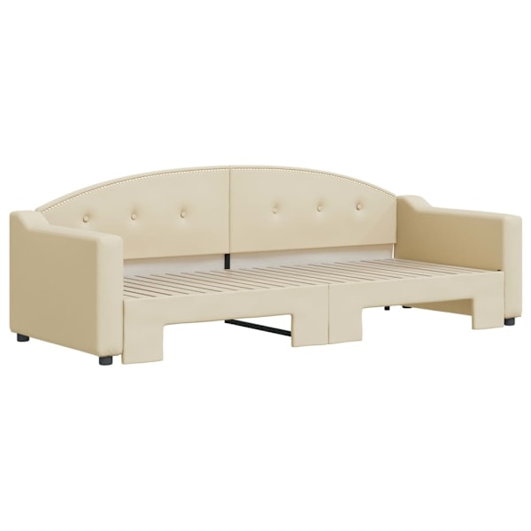 vidaXL Dagbädd utdragbar gräddvit 80x200 cm tyg Kräm