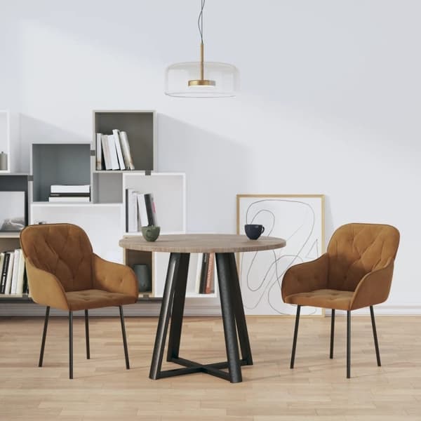 vidaXL Matstolar 2 st brun sammet Brun