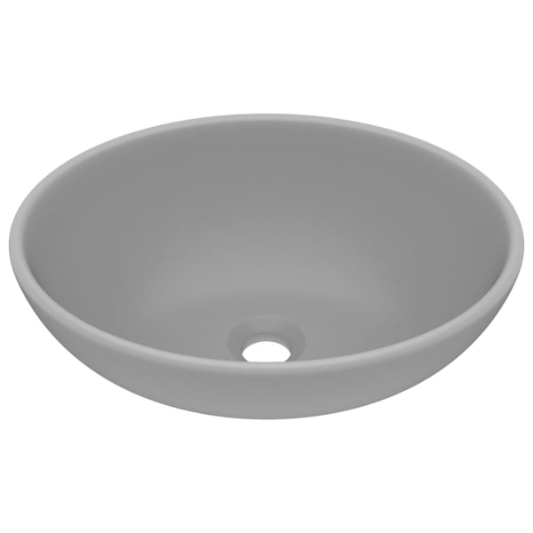 vidaXL Lyxigt ovalt handfat matt ljusgrå 40x33 cm keramik grå
