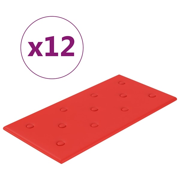 vidaXL Väggpaneler 12 st röd 60x30 cm konstläder 2,16 m² Röd