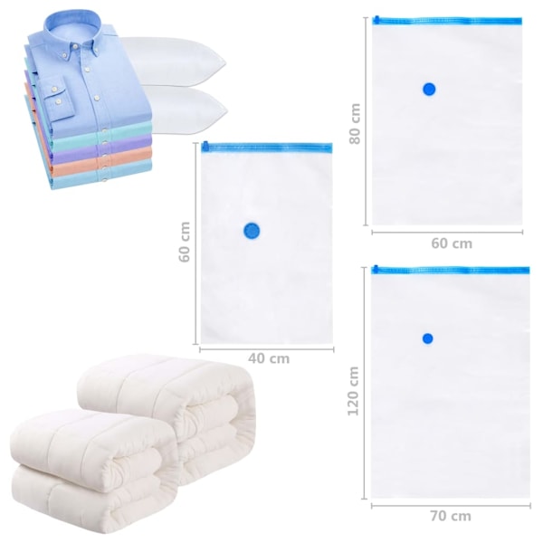 vidaXL Vakuumpåsar till kläder 3 storlekar 20 st Transparent