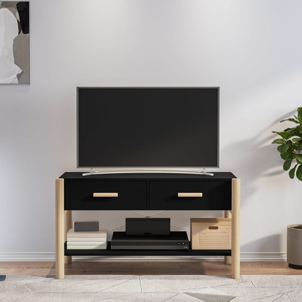 vidaXL Tv-bänk svart 82x38x45 cm konstruerat trä Svart