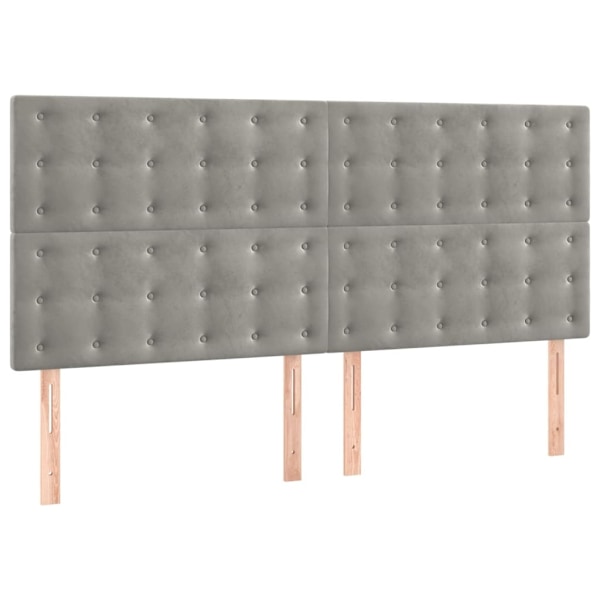 vidaXL Sängram med huvudgavel ljusgrå 180x200 cm sammet Grå