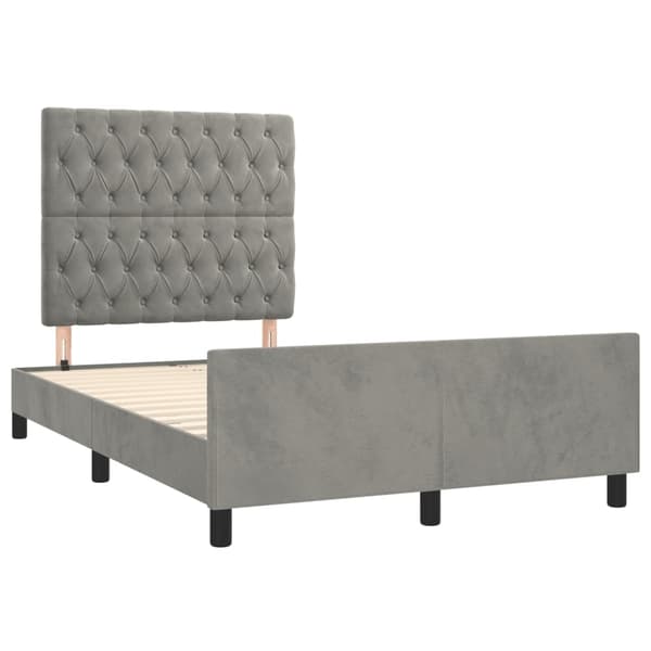 vidaXL sängram med madrass ljusgrå 120x190 cm sammet Grå
