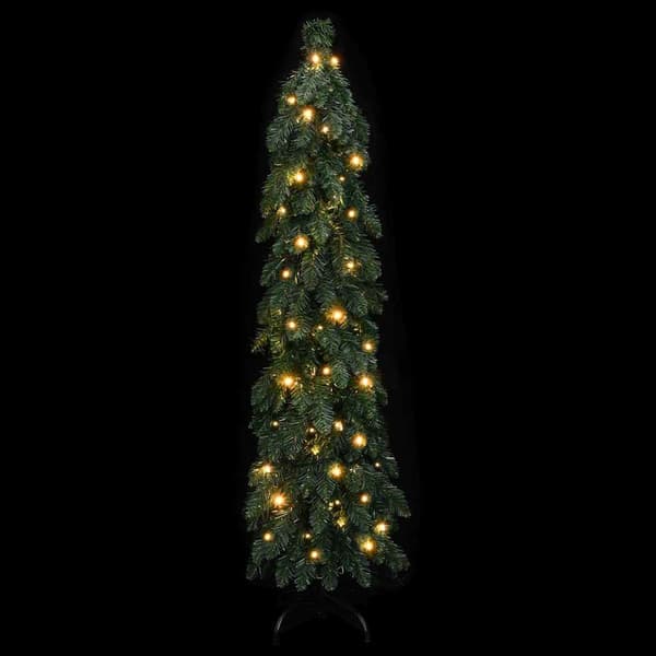 vidaXL Belyst plastgran med 80 LEDs 150 cm Grön