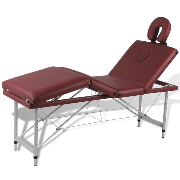 vidaXL Röd hopfällbar 4-sektions massagebänk med aluminium ram Röd