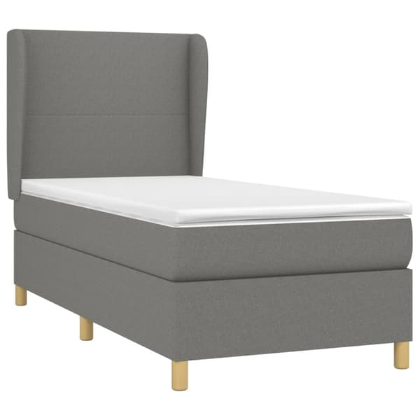 vidaXL Ramsäng med madrass mörkgrå 90x200 cm tyg Grå