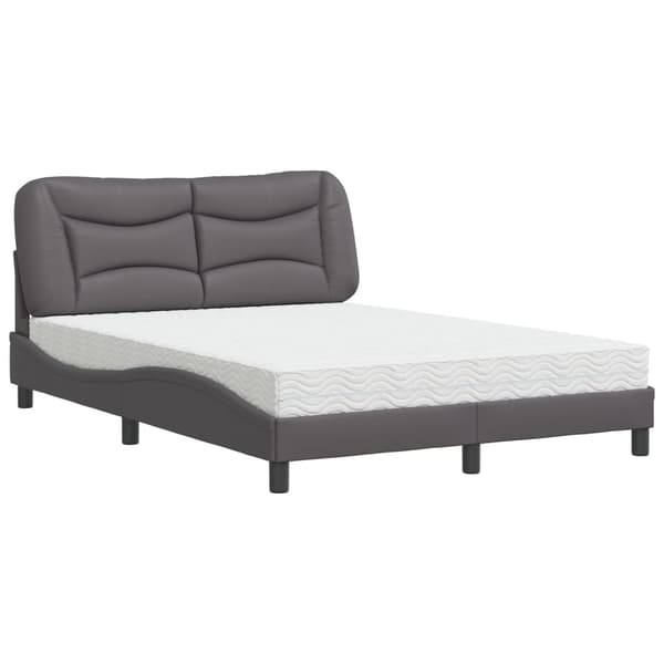vidaXL Säng med madrass grå 120x200 cm konstläder Grå