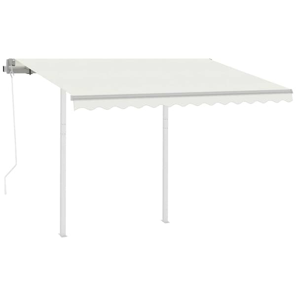 vidaXL Markis med stolpar automatisk infällbar 3x2,5 m gräddvit Creme