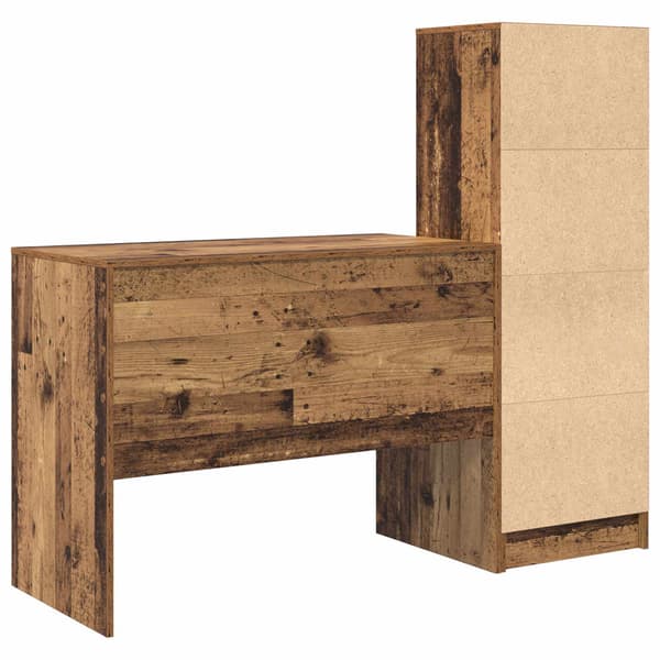 vidaXL Skrivbord med låda 2 pcs Gammalt trä Brun