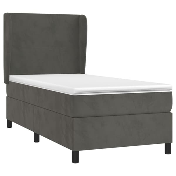 vidaXL Ramsäng med madrass mörkgrå 100x200 cm sammet Grå