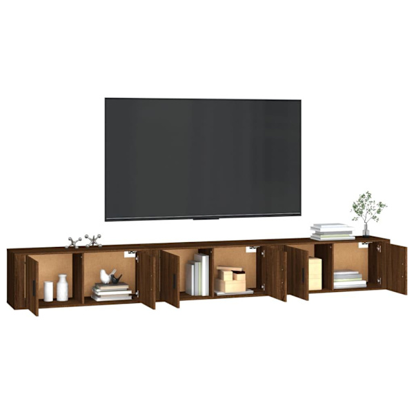 vidaXL Väggmonterade tv-skåp 3 st brun ek 100x34,5x40 cm Brun